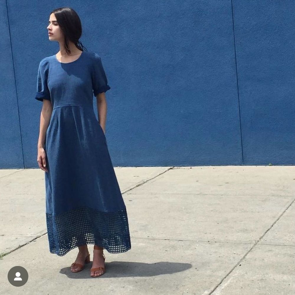 Caron Callahan Mattie dress indigo pique size S / M